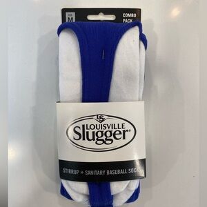 NWT baseball stirrup socks royal blue on white size M